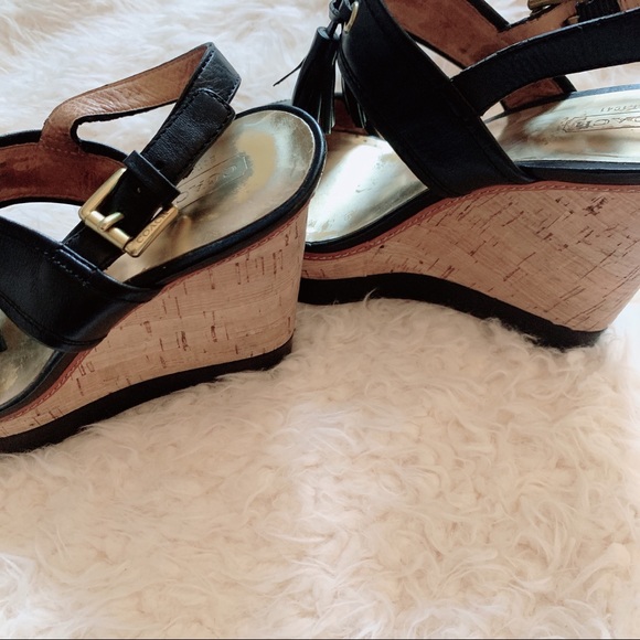 Coach Giulietta Black and Tan Tassel Wedges - Picture 4 of 7